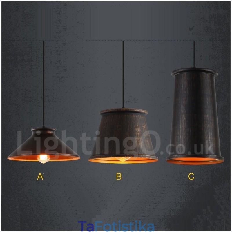 Retro Vintage 1 Light Μεταλλικό Κρεμαστό Φωτιστικό