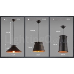 Retro Vintage 1 Light Μεταλλικό Κρεμαστό Φωτιστικό