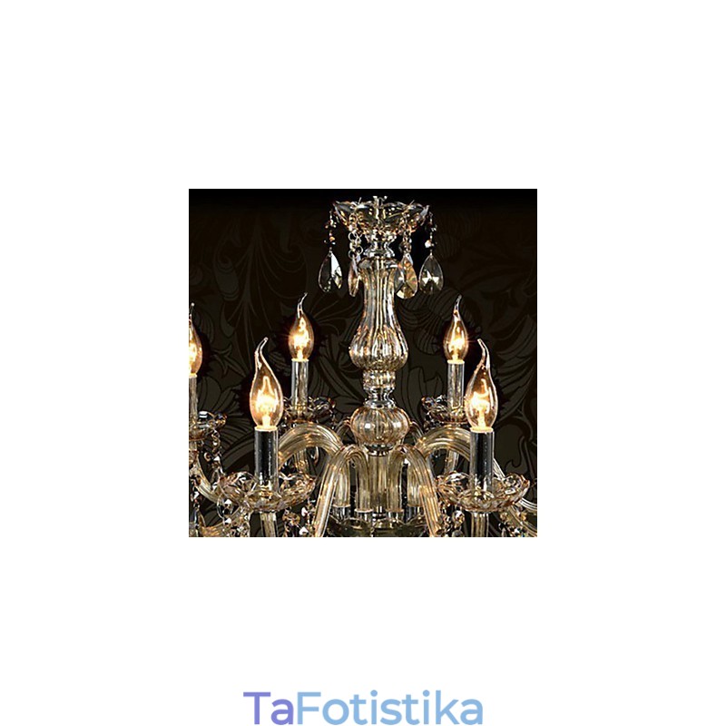 8 Lights Πολυτελής Κρυστάλλινος Πολυέλαιος Κονιάκ Χρώμα K9 Κρυστάλλινος Πολυέλαιος