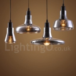 Retro Vintage 1 Light Κρεμαστό Φωτιστικό με Γυάλινη Σκιά