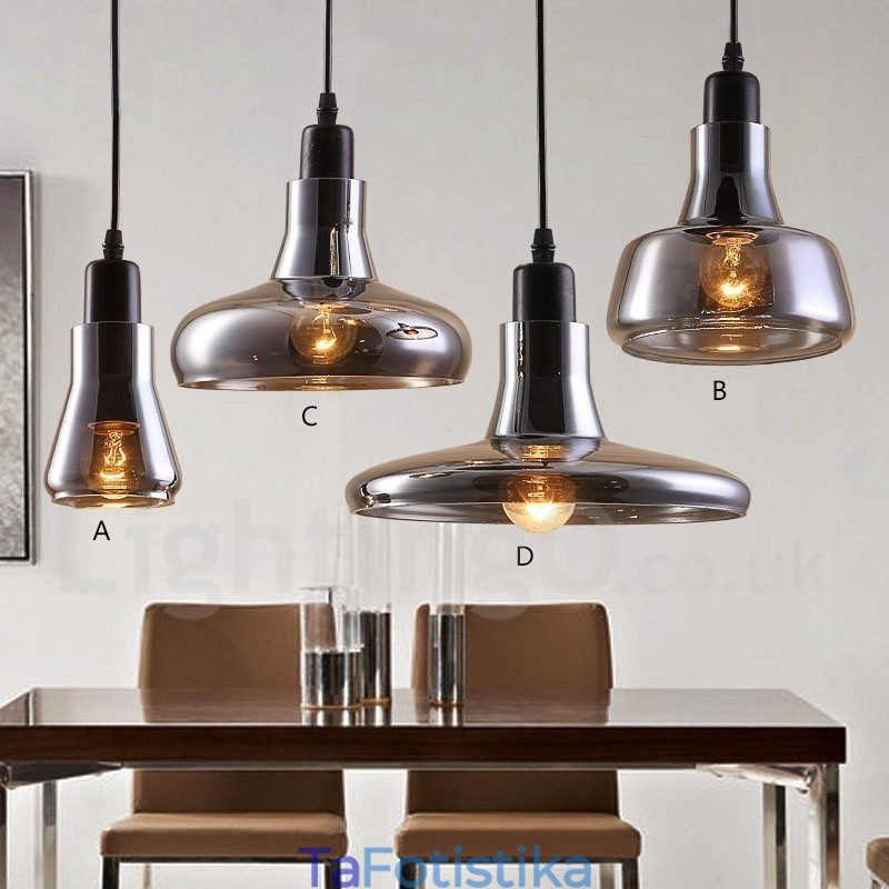 Retro Vintage 1 Light Κρεμαστό Φωτιστικό με Γυάλινη Σκιά