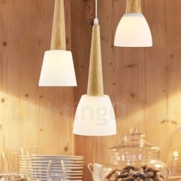Rustic Lodge Ξύλινο Κρεμαστό Φωτιστικό με Γυάλινη Σκιά