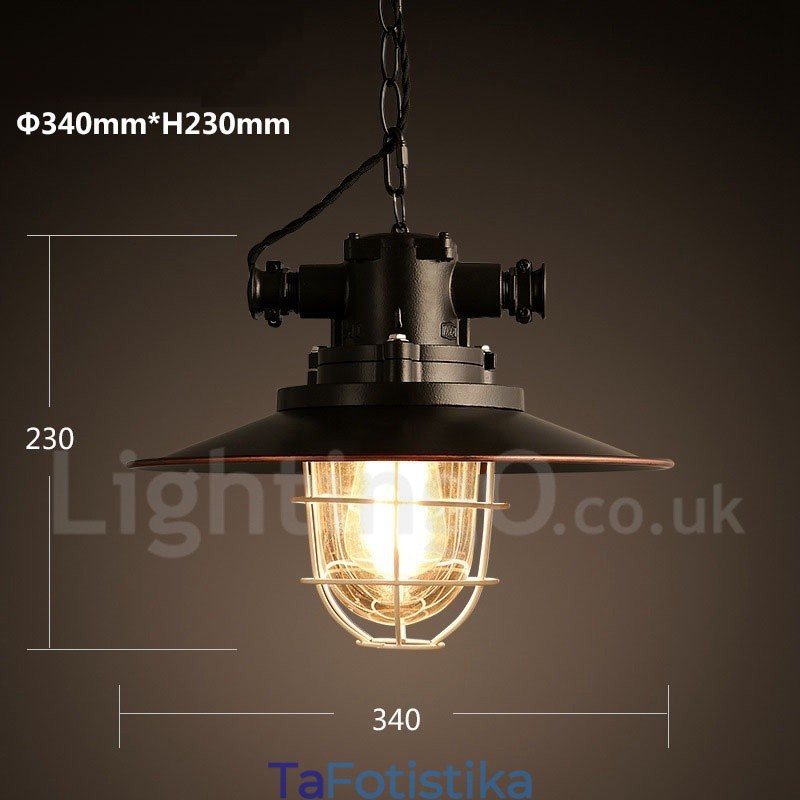 Retro Vintage Metal 1 Light Κρεμαστό Φωτιστικό