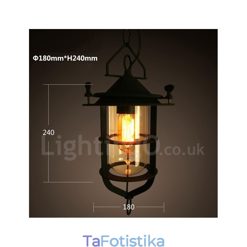 Retro Vintage Metal 1 Light Κρεμαστό Φωτιστικό