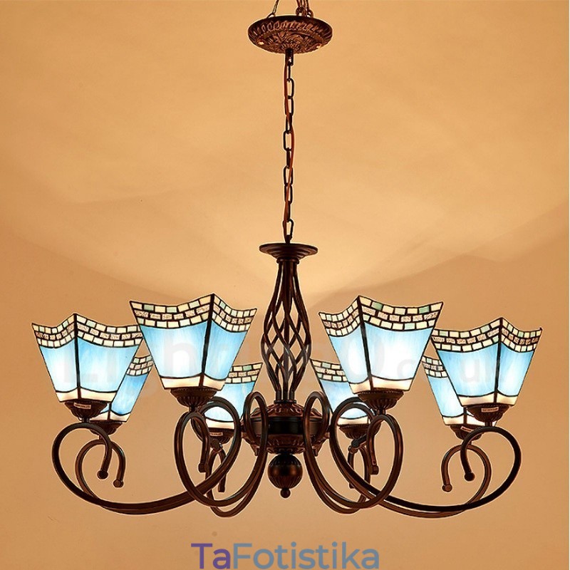 8 Ενσωματωμένος μεταλλικός πολυέλαιος ελαφρού μεσογειακού στυλ