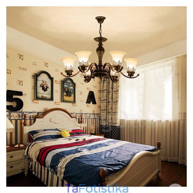 Ενσωματωμένος μεταλλικός πολυέλαιος 6 Light Rustic Lodge