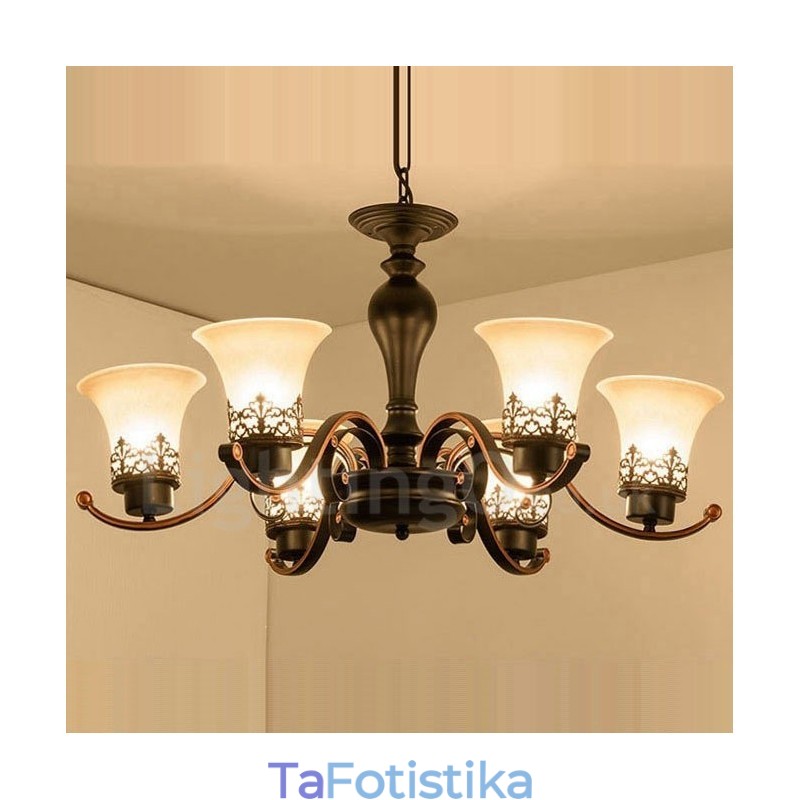 Ενσωματωμένος μεταλλικός πολυέλαιος 6 Light Rustic Lodge