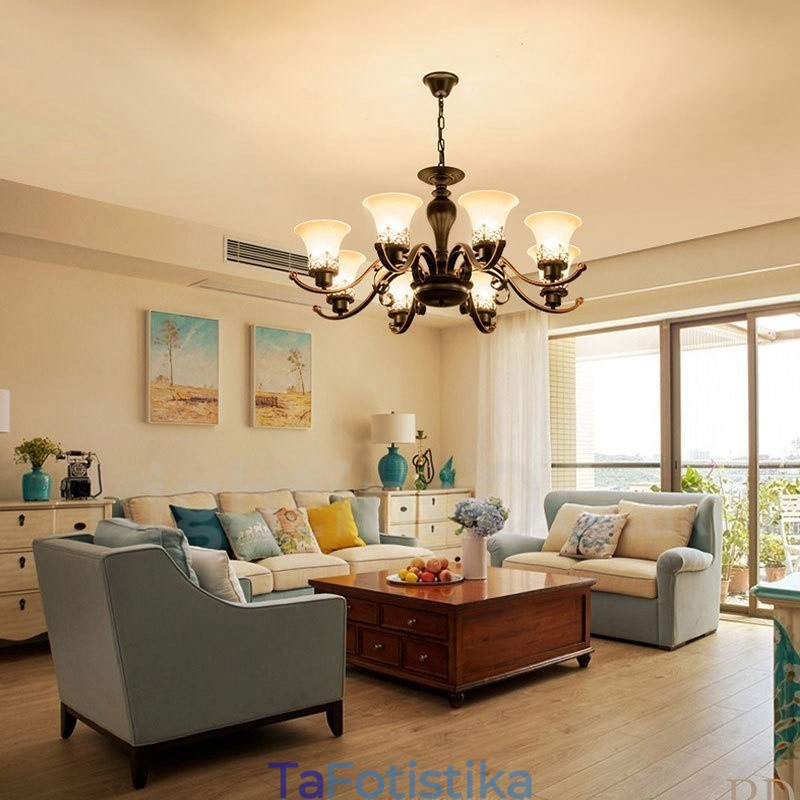 Ενσωματωμένος μεταλλικός πολυέλαιος 8 Light Rustic Lodge