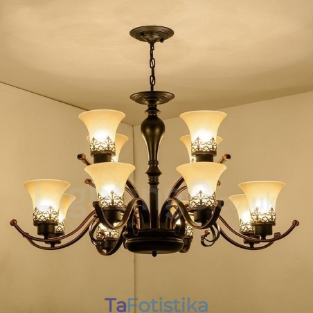 Ενσωματωμένος μεταλλικός πολυέλαιος 12 Light Rustic Lodge Ενσωματωμένος μεταλλικός πολυέλαιος 12 Light Rustic Lodge