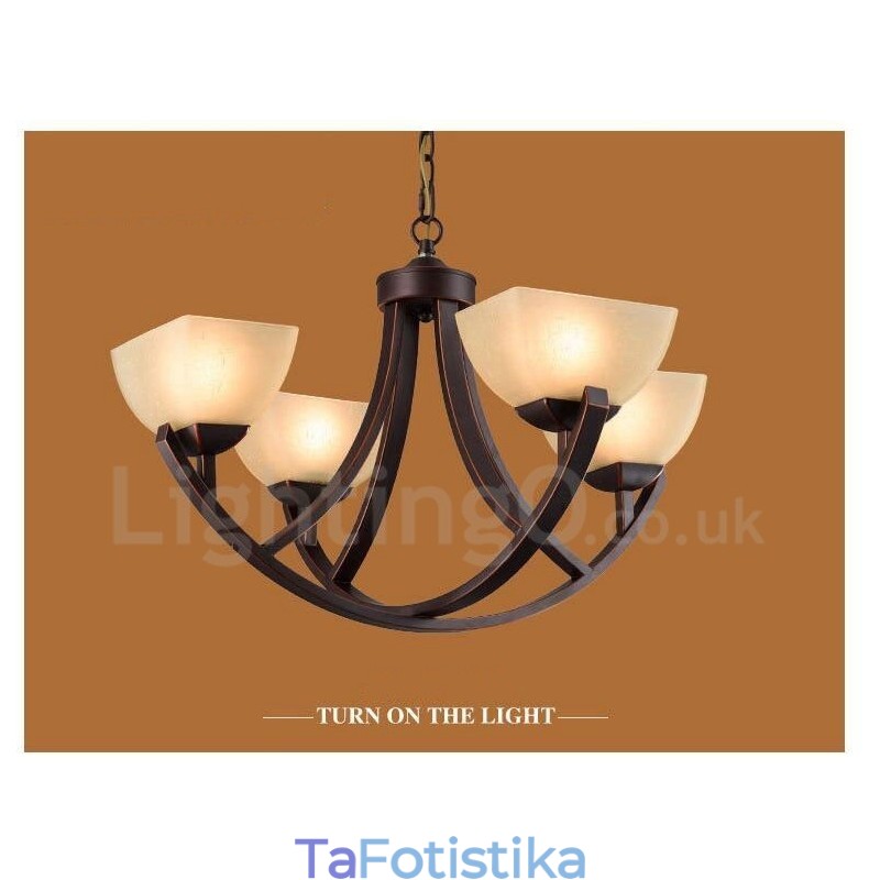 Ενσωματωμένος μεταλλικός πολυέλαιος 4 Light Rustic Lodge