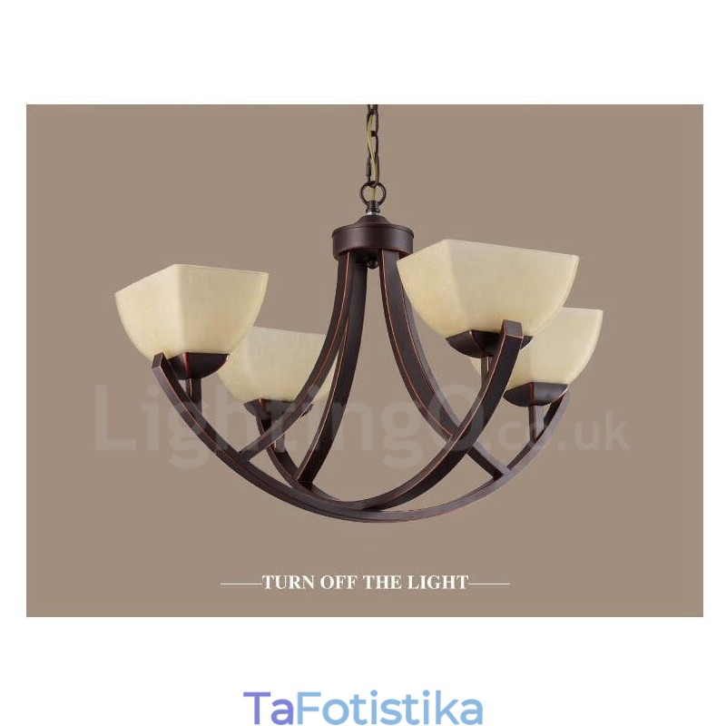 Ενσωματωμένος μεταλλικός πολυέλαιος 4 Light Rustic Lodge