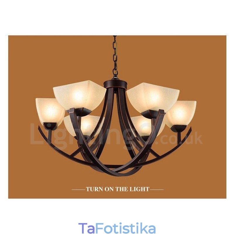 Ενσωματωμένος μεταλλικός πολυέλαιος 6 Light Rustic Lodge