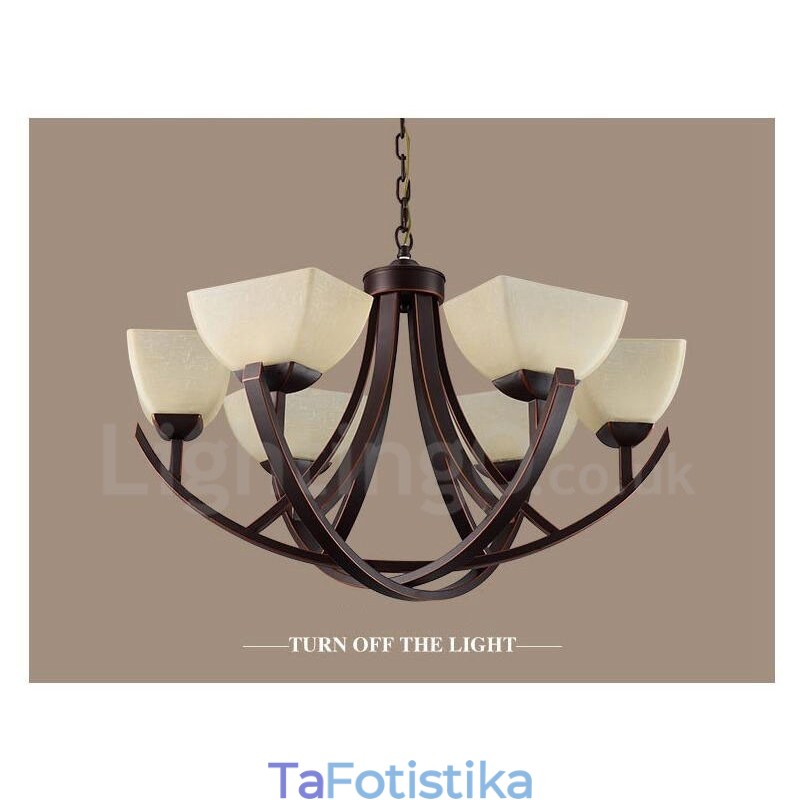 Ενσωματωμένος μεταλλικός πολυέλαιος 6 Light Rustic Lodge