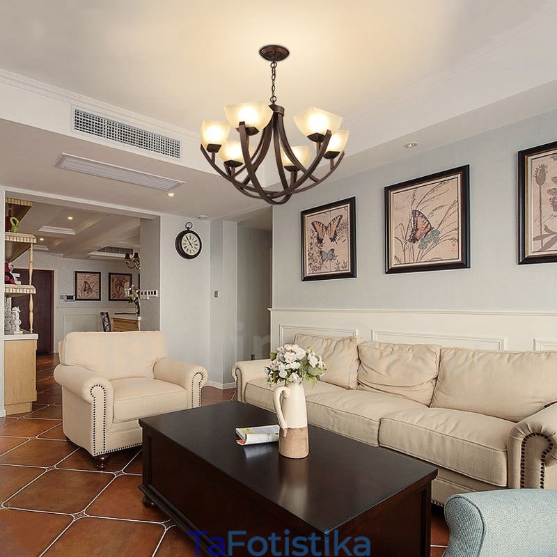 Ενσωματωμένος μεταλλικός πολυέλαιος 6 Light Rustic Lodge