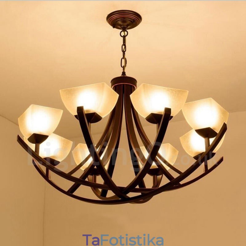 Ενσωματωμένος μεταλλικός πολυέλαιος 8 Light Rustic Lodge