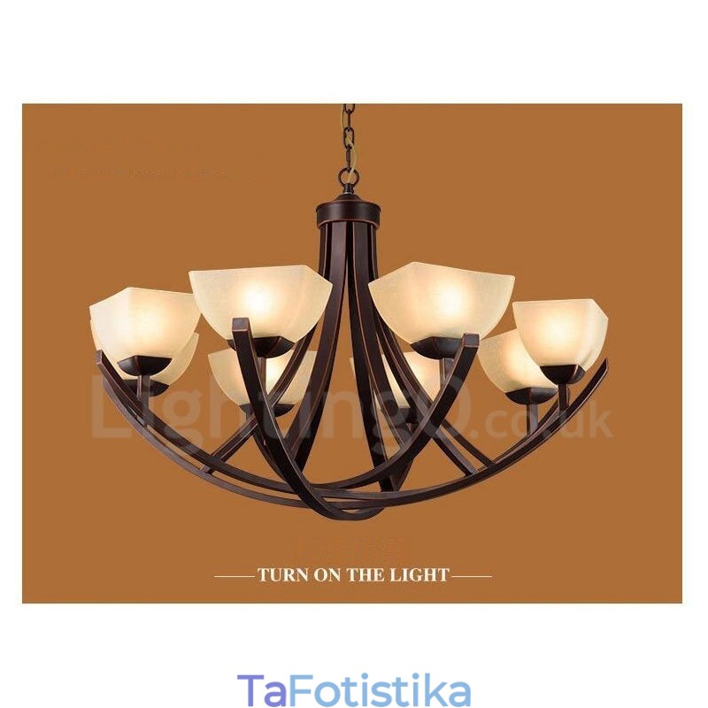Ενσωματωμένος μεταλλικός πολυέλαιος 8 Light Rustic Lodge