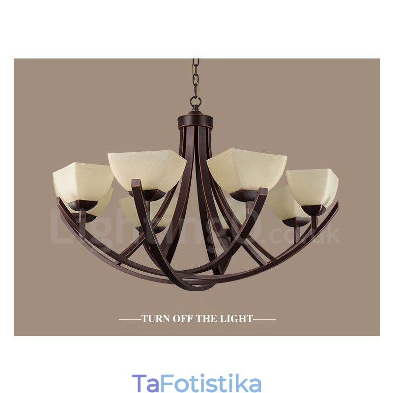 Ενσωματωμένος μεταλλικός πολυέλαιος 8 Light Rustic Lodge