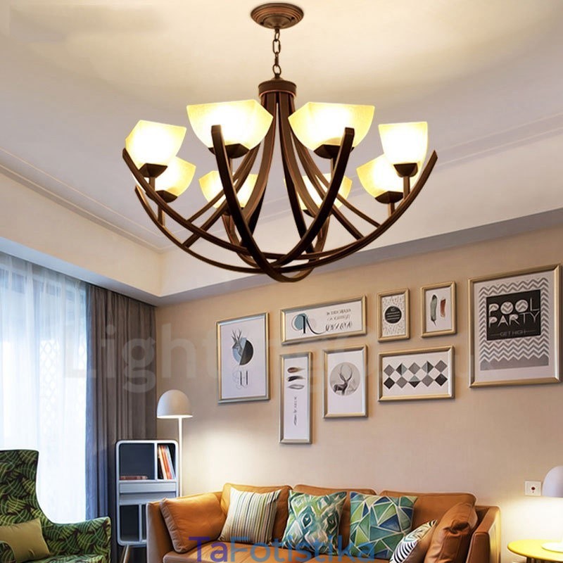 Ενσωματωμένος μεταλλικός πολυέλαιος 8 Light Rustic Lodge