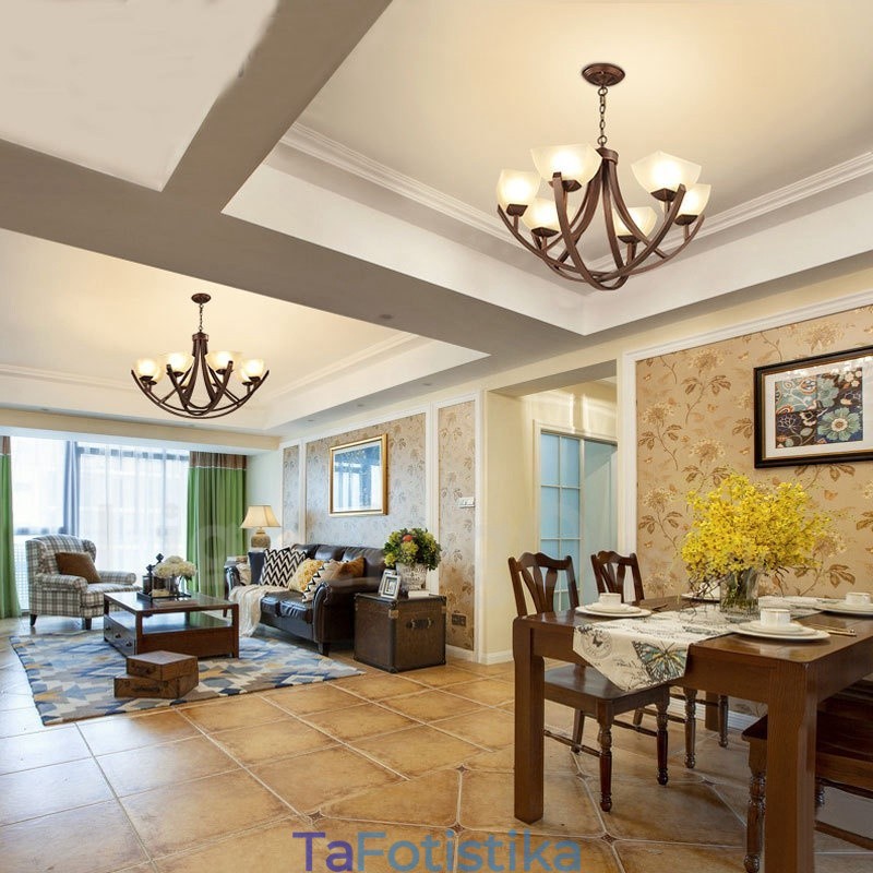 Ενσωματωμένος μεταλλικός πολυέλαιος 8 Light Rustic Lodge