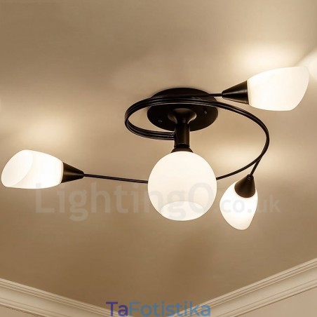 4 Light Rustic Lodge Ενσωματωμένος πολυέλαιος με γυάλινη απόχρωση 4 Light Rustic Lodge Ενσωματωμένος πολυέλαιος με γυάλινη απόχρωση