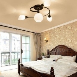 4 Light Rustic Lodge Ενσωματωμένος πολυέλαιος με γυάλινη απόχρωση