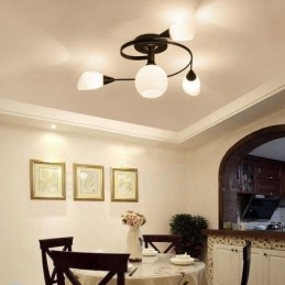 4 Light Rustic Lodge Ενσωματωμένος πολυέλαιος με γυάλινη απόχρωση