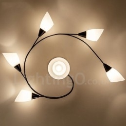 Ενσωματωμένος πολυέλαιος 6 Light Rustic Lodge με γυάλινη απόχρωση