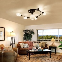 Ενσωματωμένος πολυέλαιος 6 Light Rustic Lodge με γυάλινη απόχρωση