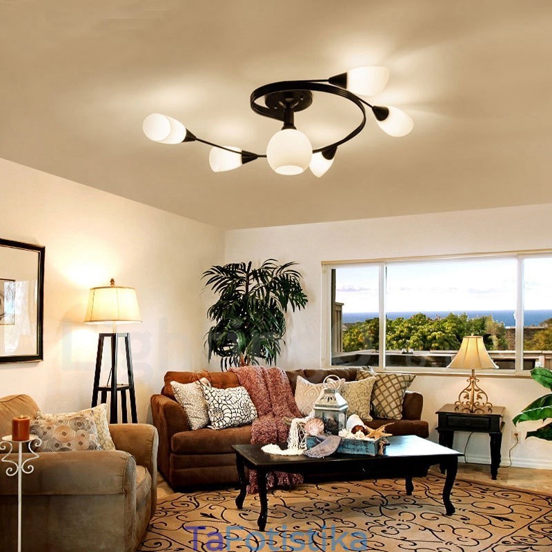 Ενσωματωμένος πολυέλαιος 6 Light Rustic Lodge με γυάλινη απόχρωση