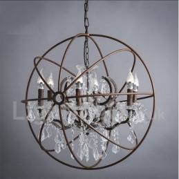 Διάμετρος 60CM 80CM Vintage Ζωγραφική Κρυστάλλων Μεταλλικός Πολυέλαιος Σκουριασμένο χρώμα Κρεμαστό φως