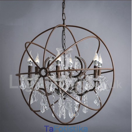 Διάμετρος 60CM 80CM Vintage Ζωγραφική Κρυστάλλων Μεταλλικός Πολυέλαιος Σκουριασμένο χρώμα Κρεμαστό φως Διάμετρος 60CM 80CM Vintage Ζωγραφική Κρυστάλλων Μεταλλικός Πολυέλαιος Σκουριασμένο χρώμα Κρεμαστό φως