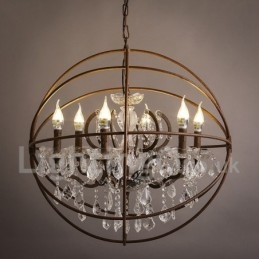 Διάμετρος 60CM 80CM Vintage Ζωγραφική Κρυστάλλων Μεταλλικός Πολυέλαιος Σκουριασμένο χρώμα Κρεμαστό φως