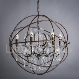 Διάμετρος 60CM 80CM Vintage Ζωγραφική Κρυστάλλων Μεταλλικός Πολυέλαιος Σκουριασμένο χρώμα Κρεμαστό φως