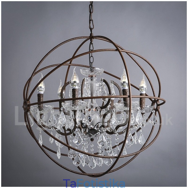 Διάμετρος 60CM 80CM Vintage Ζωγραφική Κρυστάλλων Μεταλλικός Πολυέλαιος Σκουριασμένο χρώμα Κρεμαστό φως
