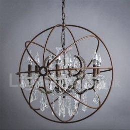 Διάμετρος 60CM 80CM Vintage Ζωγραφική Κρυστάλλων Μεταλλικός Πολυέλαιος Σκουριασμένο χρώμα Κρεμαστό φως