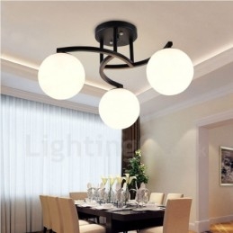 3 Light Rustic Lodge Ενσωματωμένος πολυέλαιος με γυάλινη απόχρωση