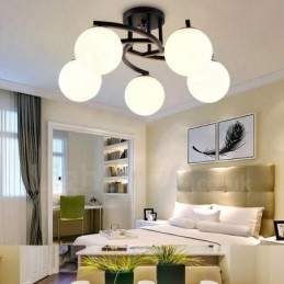 5 Light Rustic Lodge Ενσωματωμένος πολυέλαιος με γυάλινη απόχρωση