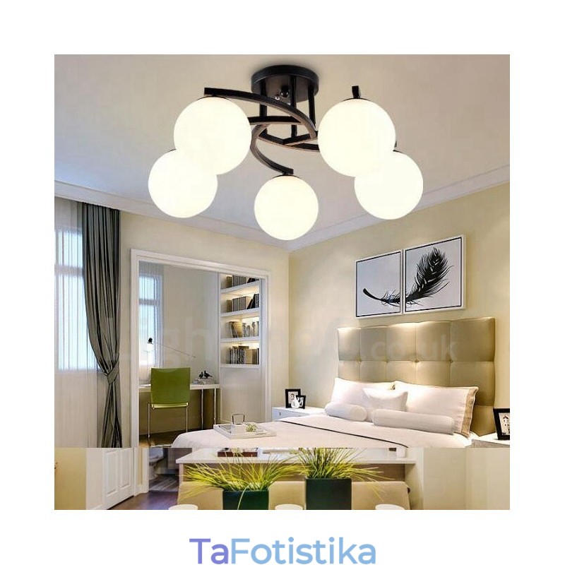 5 Light Rustic Lodge Ενσωματωμένος πολυέλαιος με γυάλινη απόχρωση