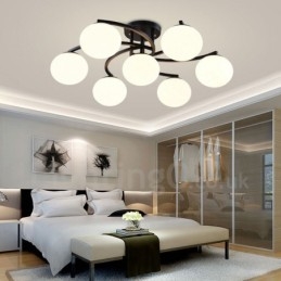 7 Light Rustic Lodge Ενσωματωμένος πολυέλαιος με γυάλινη απόχρωση