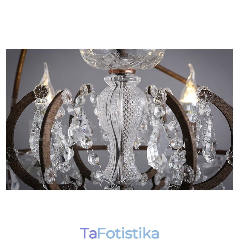 Διάμετρος 60CM 80CM Vintage Ζωγραφική Κρυστάλλων Μεταλλικός Πολυέλαιος Σκουριασμένο χρώμα Κρεμαστό φως