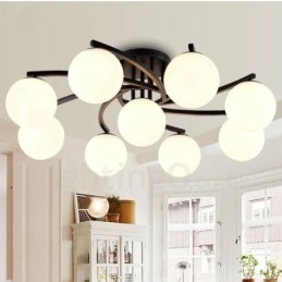 9 Light Rustic Lodge Ενσωματωμένος πολυέλαιος με γυάλινη απόχρωση