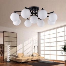 9 Light Rustic Lodge Ενσωματωμένος πολυέλαιος με γυάλινη απόχρωση