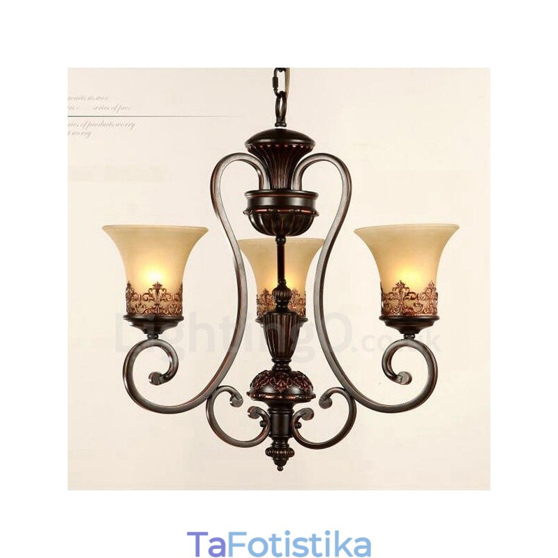 Ενσωματωμένος μεταλλικός πολυέλαιος 3 Light Rustic Lodge