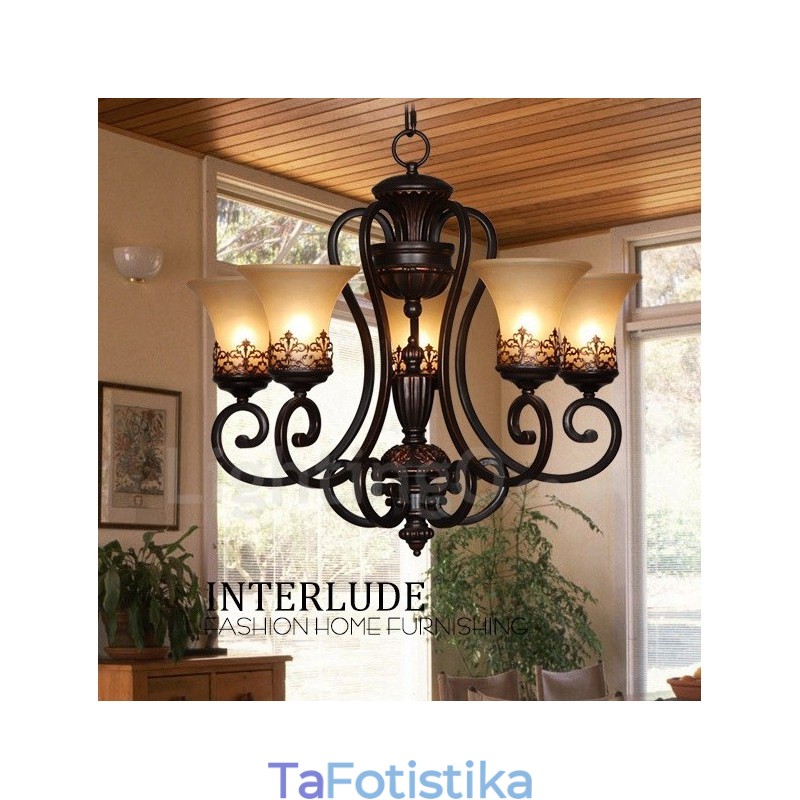 Ενσωματωμένος μεταλλικός πολυέλαιος 5 Light Rustic Lodge