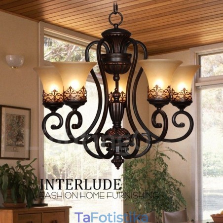 Ενσωματωμένος μεταλλικός πολυέλαιος 5 Light Rustic Lodge Ενσωματωμένος μεταλλικός πολυέλαιος 5 Light Rustic Lodge