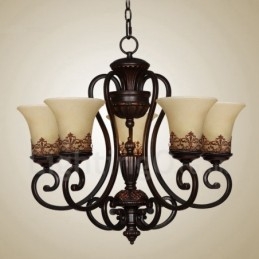 Ενσωματωμένος μεταλλικός πολυέλαιος 5 Light Rustic Lodge