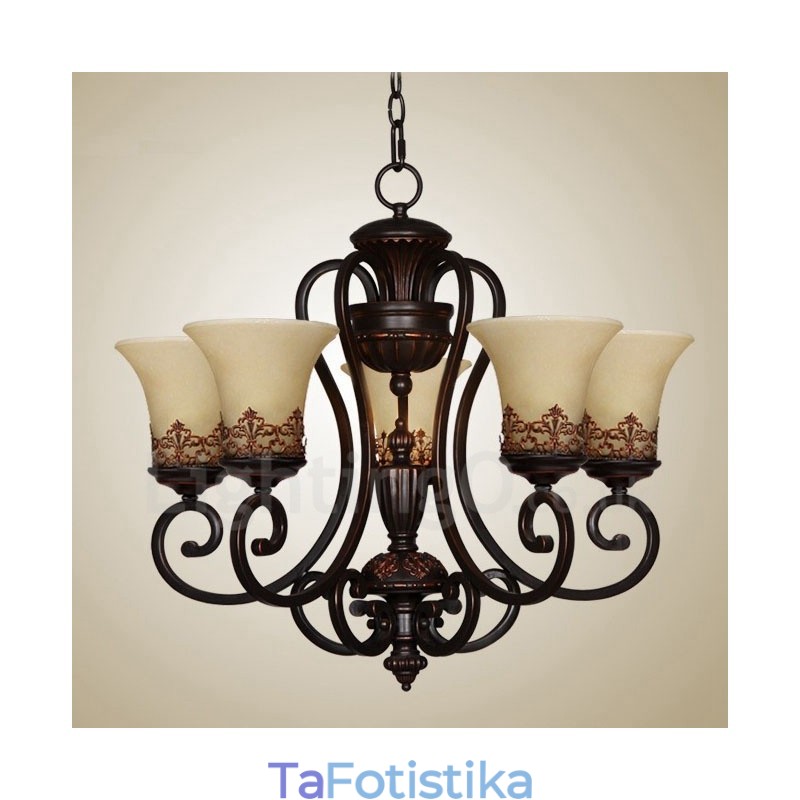 Ενσωματωμένος μεταλλικός πολυέλαιος 5 Light Rustic Lodge