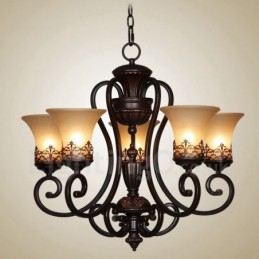 Ενσωματωμένος μεταλλικός πολυέλαιος 5 Light Rustic Lodge
