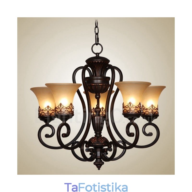 Ενσωματωμένος μεταλλικός πολυέλαιος 5 Light Rustic Lodge