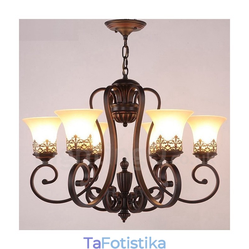 Ενσωματωμένος μεταλλικός πολυέλαιος 6 Light Rustic Lodge